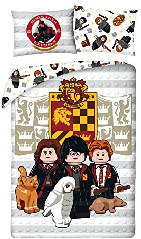 Halantex Cotton Bed Leinen 140 x 200 cm + Pillowcase 70 x 90 cm Lego Harry Potter