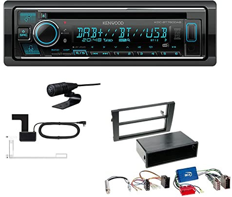 Kenwood KDC-BT760DAB 1-DIN Autoradio CD-Tuner mit Bluetooth Digitalradio DAB+ inkl. Einbauset kompatibel mit Audi A4 2002-2009 schwarz mit Symphony/Navi Plus