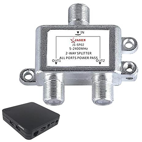 Porta 2 in 1 a 2 Vie - Sdoppiatore Cavo coassiale ad Alte Prestazioni,5-2400 MHz, Funziona con TV satellitare/Via Cavo e Internet, di Antenna