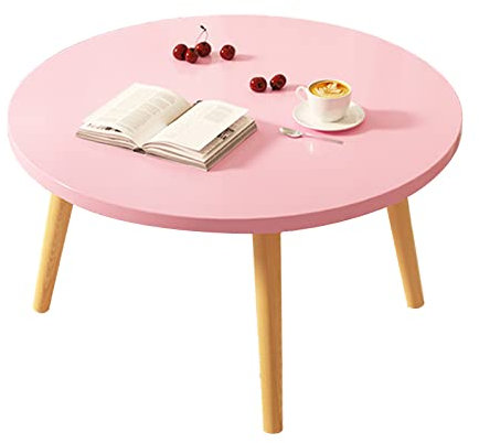 ZMYJTO Table d'appoint Nordique, Rose, Table Ronde en Bois 40/50/60 cm, Petite Table Basse pour Ordinateur Portable et collations, Table de Loisirs pour Balcon, Salon et Chambre (Taille : 50 x 50 x