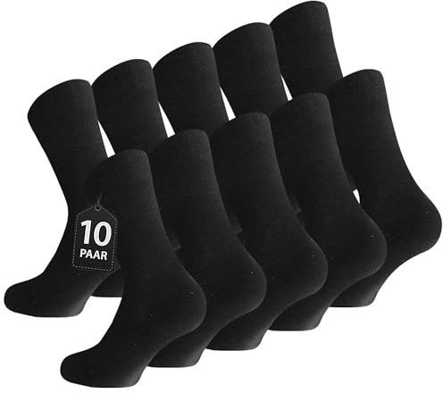 Lakpoau 10 Paia di Calze Uomo Donna Calzini Lunghi Business Comode Cotone Traspiranti Nero Cotone Calze Traspirante Sportiv Rinforzati Donna Calzettoni Unisex 43-46 ZD2401