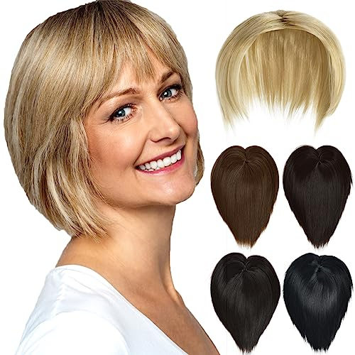 Luxiremi Hair Topper Haarteil Kurze Topper Haare Clip in Haarverlängerungen Kunsthaar Honigblonde Haartopper für Damen Frauen mit Dünnem Haar