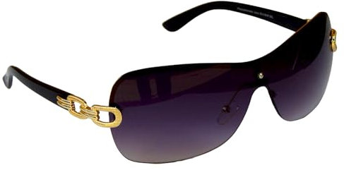 GIL-DESIGN Große Sonnenbrille Damenbrille Brille Monoglas Eleganter Style Damen M 43 (Lila Gold Schwarz)