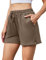 Jezonga Kurze Sporthose Damen Sport Shorts High Waist Sommer Shorts Lockere Kurze Sport Hosen mit Taschen Trainingshose Laufhose Jogginghose Khaki L
