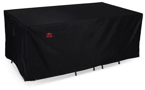 Turtle Life Gartenmöbel Abdeckung für Tisch und Stühle, Ainstellbar Rechteckig Wasserdicht Winddicht Abdeckhaube Schutzhülle für Gartenmöbel mit Lüftungsschlitzen, Schwarz, 183/213x 122 x 74 cm