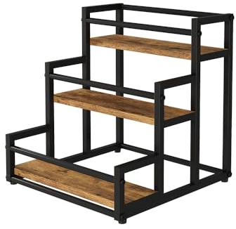 Vicco Treppenregal Fyrk, Eiche rustikal/Schwarz, 33 x 34 cm mit 3 Ebenen