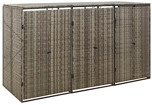 Cache-poubelle pour 3 poubelles Gris 207 x 80 x 117 cm Poly rotin 319866