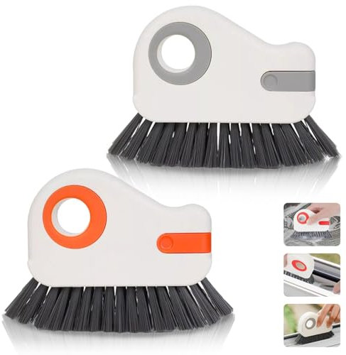 2 Stück fensterrahmen Reiniger,Fensterrillen Reinigungswerkzeug,2-in-1-Rillenreinigungsbürste,Fensterrahmen Reiniger Bürste,Multifunktions-Fugenreinigungsbürste mit harten Borsten und Schaber