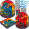 BOIKOKY Dragon Birthday Party Decorations, 120Pcs Dragon Themed Party Supplies Disposable Mythical Tableware Includes Paper Plates, Napkins, Cups and Straws | Serves 24