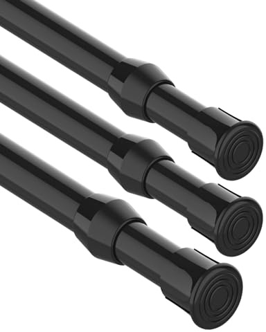3 Stücks Klemmstange für Gardinen, Spannstange ohne Bohren, Teleskopstange zum Klemmen, Feder Gardinenstange zum Klemmen, für Küchen Schlafräume Bäder - Schwarz,75-100CM(Durchmesser 13mm)