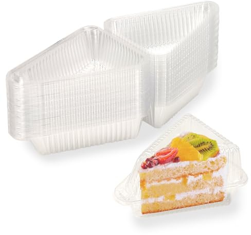 YOIYINI Thickened Extra Large 50Pcs Cake Slice Containers,4.4 Inch Pie Slice Containers For 6”-8” Diameter Cake or Pie Slices,Cheesecake Containers,Plastic Boxes for Take Out Packaging