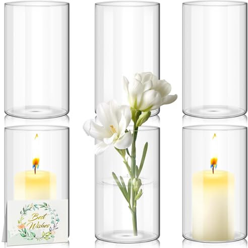 YlYADl Vases Cylindriques en Verre,Vase en Verre Transparent de pour Fleurs,Vase À Fleurs en Verre Cylindrique Transparent,pour Bougies Pilliers Bougies Flottantes Centres de Table de Mariage