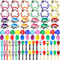 84 Pack Shaker Musical Instruments Set including 12 Plastic Handheld Tambourine Bells 24 Maracas 12 Colorful Cymbals 12 Egg Shakers 12 Wrist Bells with 12 Castanets for Preschool Early Music Learning