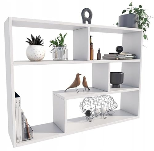 MATKAM Hängeregal FINO, Hochwertige Verarbeitung, Einfache Montage, Modernes Design für Wohnzimmer, Kinderzimmer, Büro (Weiß)