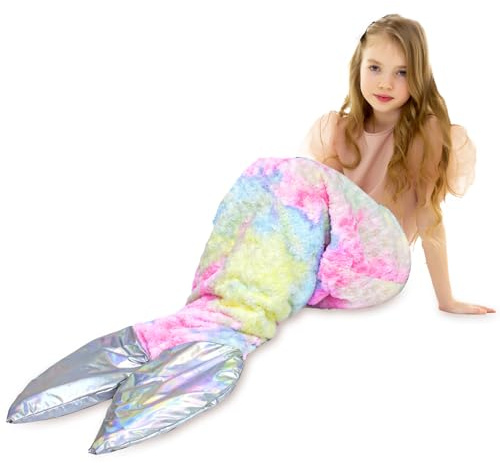 SANFERGE Dicke Meerjungfrau - Gemütlicher Winterschlafsack mit glitzerndem Fischschwanz, perfekt für Mädchen