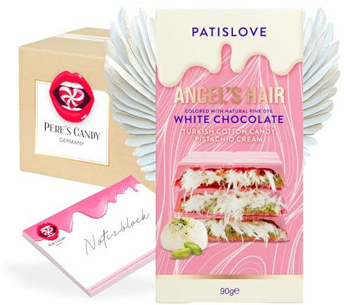 Angel Hair ROSE/PINK Schokolade 90g Gefüllt mit Pismaniye & Pistaziencreme mit Türkische Zuckerwatte Kadayif Halva