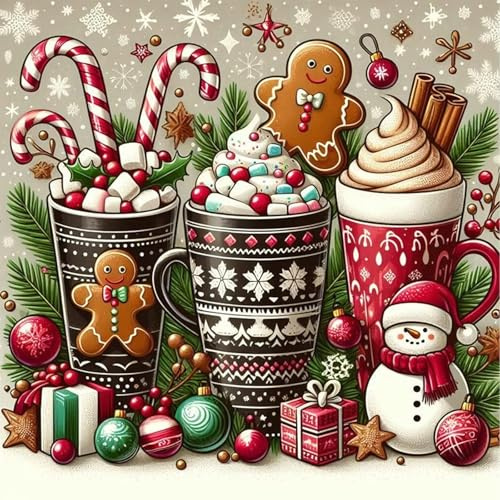 NEWENMO 5D Christmas Diamond Painting Kits Full Round Drill for Adults | DIY Gem Mosaic Craft Featuring Christmas-Themed Elements,Diamond Painting,Diamond Art,Xmas Indoor Wall Ornament,30x30cm