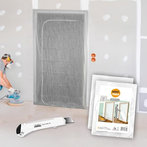 2x WOW!TOOLS Vlies-Staubschutztür 1,10x2,20m mit Reißverschluss
