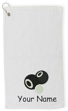 Personalised Lawn Bowls Towel – Embroidery and Clip 100% Ringspun Cotton Lawn Bowls Accessories - Lawn Bowls Gift - Christmas Lawn Bowls Gift, Green (White)