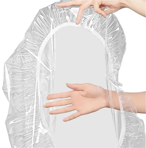 Housse de protection transparente pour table de salle à manger ronde, imperméable, résistante aux intempéries et à l'huile avec sangle élastique pour chambre d'enfant, extérieur, intérieur, salon