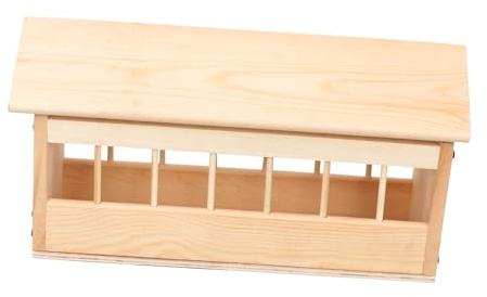 Lurrose Holz futtertrog für Tauben Automatischer Futterspender aus Dickem Kiefernholz mit Mehrfachfächern Auslaufsicher Verschleißfest für Vögel Papageien und Geflügel Geeignet