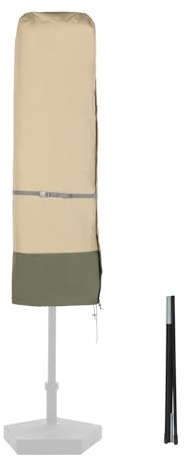 COWVIE Outdoor Umbrella Cover for 2.4 to 3.3m Patio Double-Sided Umbrella | Upgraded 600D UV-Resistant Umbrella Cover with Zipper and Rod for Patio Table Parasol