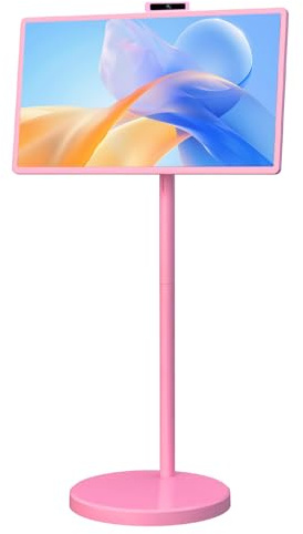 Televisión portátil inteligente sobre ruedas, pantalla táctil inalámbrica con WiFi Android 15, cámara incorporada, monitor móvil inalámbrico alimentado por pilas, tableta móvil para acampar