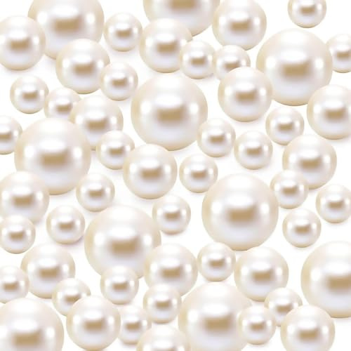 Celestia Schwimmende Perlen Weiß, 150 Stück Perlen Ohne Loch, 3 Größen (8mm/14mm/20mm) Imitationsperlen Kunstperlen, Hochwertige Perlen Vasenfüller Für Hausdekoration, Hochzeit & Party