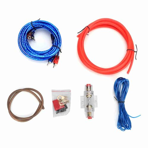 Car Audio Power Amplifier Cable Kit 10GA Zinc Alloy Wire Set for Subwoofer Speakers Replacement High Temperature Resistant Durable Copper Terminal 4.5m Length