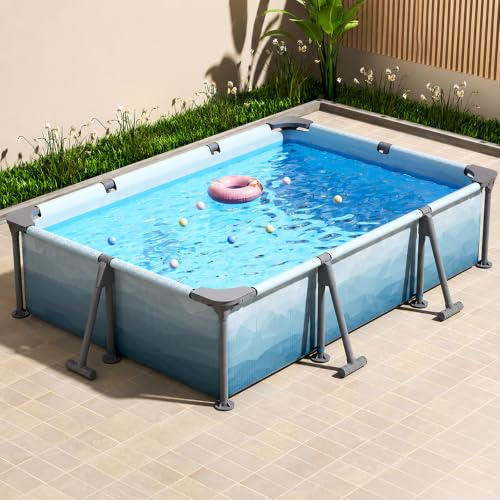 Gran Piscina Elevada Rectangular con Marco Reforzado para Jardín Familiar | Soporte Triangular Estable, Amplio Espacio Familiar y Drenaje Sencillo(3m/118in)
