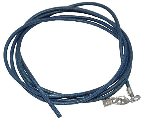 Unbespielt Lederband Halskette Blau Damen Herren Kinder Karabinerverschluss Silberfarben 1m Lang Kürzbar
