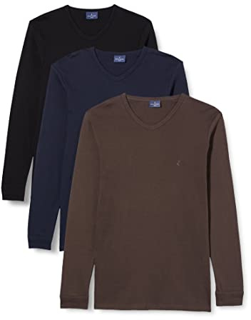 Navigare 114 (Pacco Da 3), Maglia intima a maniche lunghe Uomo, Multicolore (Grigio/ Nero/ Navi), L confezione da 3