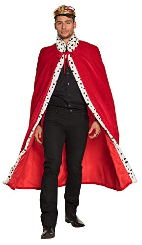 Boland 36101 - Königsmantel Deluxe, 140 cm lange Robe, rot-weiß-schwarz, gepunktetes Kunstfell, Hermelinoptik, Königshaus, Herrscher, Karneval, Halloween, Fasching, Mottoparty, Kostüm, Theater