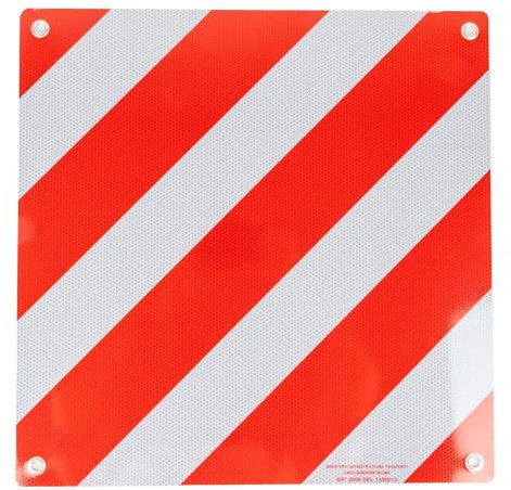 AMA Pannello Bianco e Rosso Omologato per Carichi Sporgenti 500x500 mm in Alluminio, Sicurezza Stradale per Veicoli Trasporto Merci con Montaggio Facilizzato, Made in Italy