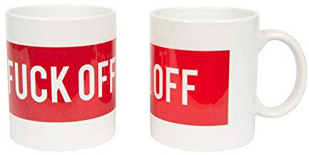 Fisura - Taza original blanco y negro. Taza divertida Fuck Off. Tazas con frases graciosas desayuno grande. Capacidad : 320 mililitros. Porcelana (HM0873)