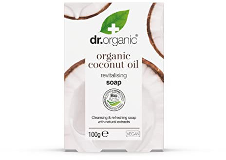 Dr Organic Virgin Coconut Oil Soap Bar, Natural, Vegetarian, Cruelty Free, Paraben & SLS Free, Recyclable Packaging, 100g