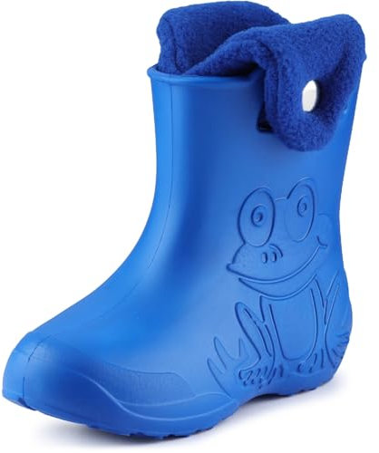 Ladeheid Botas de Agua para niños en EVA Unisexo Botas de Lluvia Forradas Zapatos Infantiles Calzado para Invierno Impermeable Rainboots LA-CA-04 (Azul/Azul Marino, 22/23 EU)