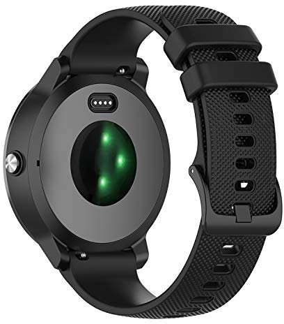 Tosenpo 20mm Premium Silikon QuickFit Armbänder für Garmin Vivoactive 3/ Vivoactive 3 Music/Forerunner 245/645 Music (Schwarz)