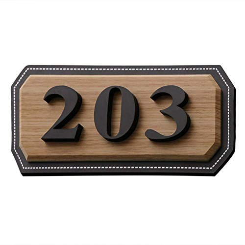 Wood Grain House Sign Plaques House Number Sign Personalized Door Number Plate Self-Adhesive Acrylic Room Number Signage Wall Sticker Hardware Door Number Plaque for Home Unit Floor Apartment Hotel