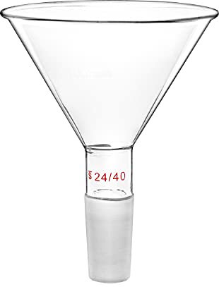 QWORK Embudo de Vidrio de Tallo Corto en Polvo, Embudo de Filtro Laboratorio Glass Funnel con 100 mm de Top O.D. y 24/40 Embudo de Filtro de Junta Interna