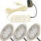 Lichtfaktor24 12V Möbeleinbauleuchten LED flach 3 x 3W Einbaustrahler Lotta 200lm mit LED Trafo und Mini Verteiler 3000K Warmweiß Lochausschnitt: 55 bis 60mm