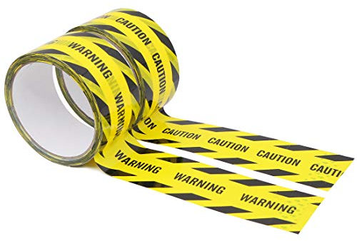 2 Roll Warning Tape,Hazard CAUTION WARNING Adhesive Barricade Tape Maximum Readability with Bold Black Twill Print