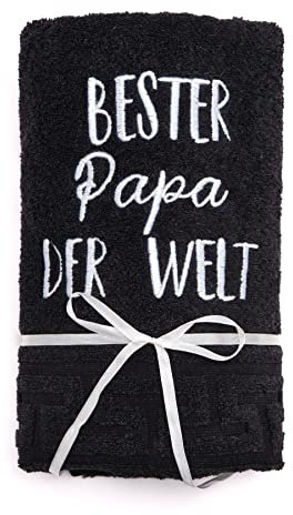 AngelicArt Handtuch -bestickte Handtücher- Muttertag - Vatertag (schwarz, Papa, 70 x 140 cm)