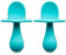GRABEASE First Stage Lot de 2 cuillères en silicone pour bébés et tout-petits | Ustensiles pour bébé | Idéal pour le sevrage LED de bébé et l'auto-alimentation (bleu sarcelle)
