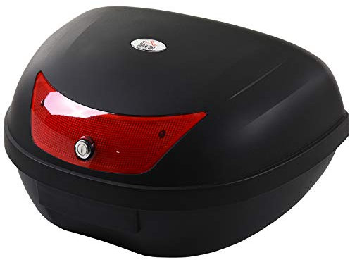 HOMCOM Baúl de Moto Maletero de Scooter para 1 Casco Integral y 1 Medio Capacidad de 48 L Cerradura con Dos Llaves Accesorios 59x43x33 cm Negro