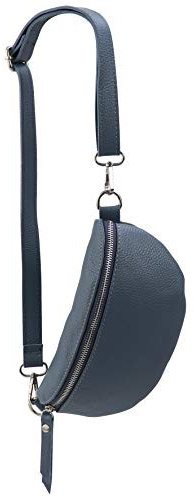 SH Leder ® echt Leder Hüfttasche Damen Herren Unisex Gürteltasche für Festival Reise Bauchtasche kleine Crossbody Bag Frauen Ledertasche 23x12cm AVA G292 (Jeansblau)