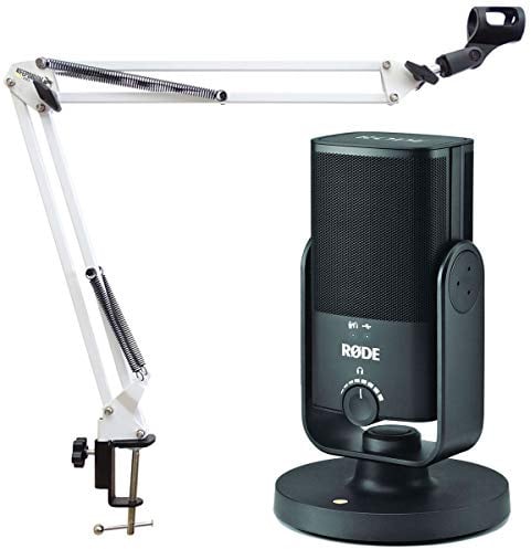 Rode NT-USB MINI USB-Studio-Kondensatormikrofon + keepdrum NB35WH Gelenkarm Halterung in Weiß