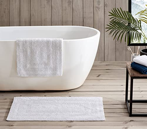 Eddie Bauer - Bathroom Rug, 100% Soft Plush Tufted Cotton Bath Rug, Highly Absorbent, Quick-Dry, and Skid-Resistant Backing (Logan White, 2 Piece)