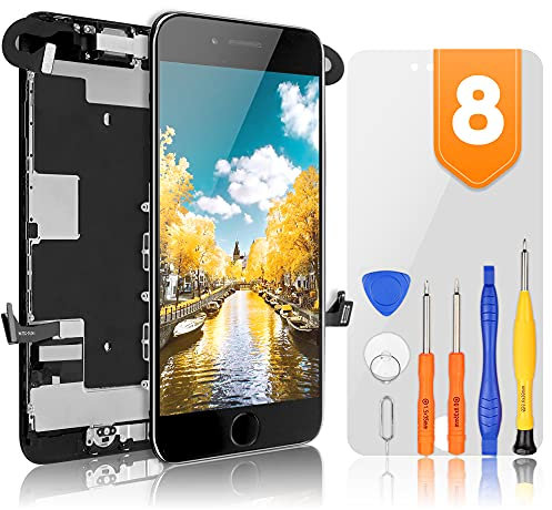 bokman for iPhone 8 / SE 2020 Black Screen Replacement Parts Full Display Assembly with Home Button, Earpiece Speaker and Front Facing Camera Pre-assembled