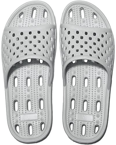 Ranberone Claquette de Douche pour Femmes Chaussures de Plage et de Piscine Antidérapantes Pantoufles d'été Chaussures de Maison Légères et Confortables pour Unisexe Gris 42 EU